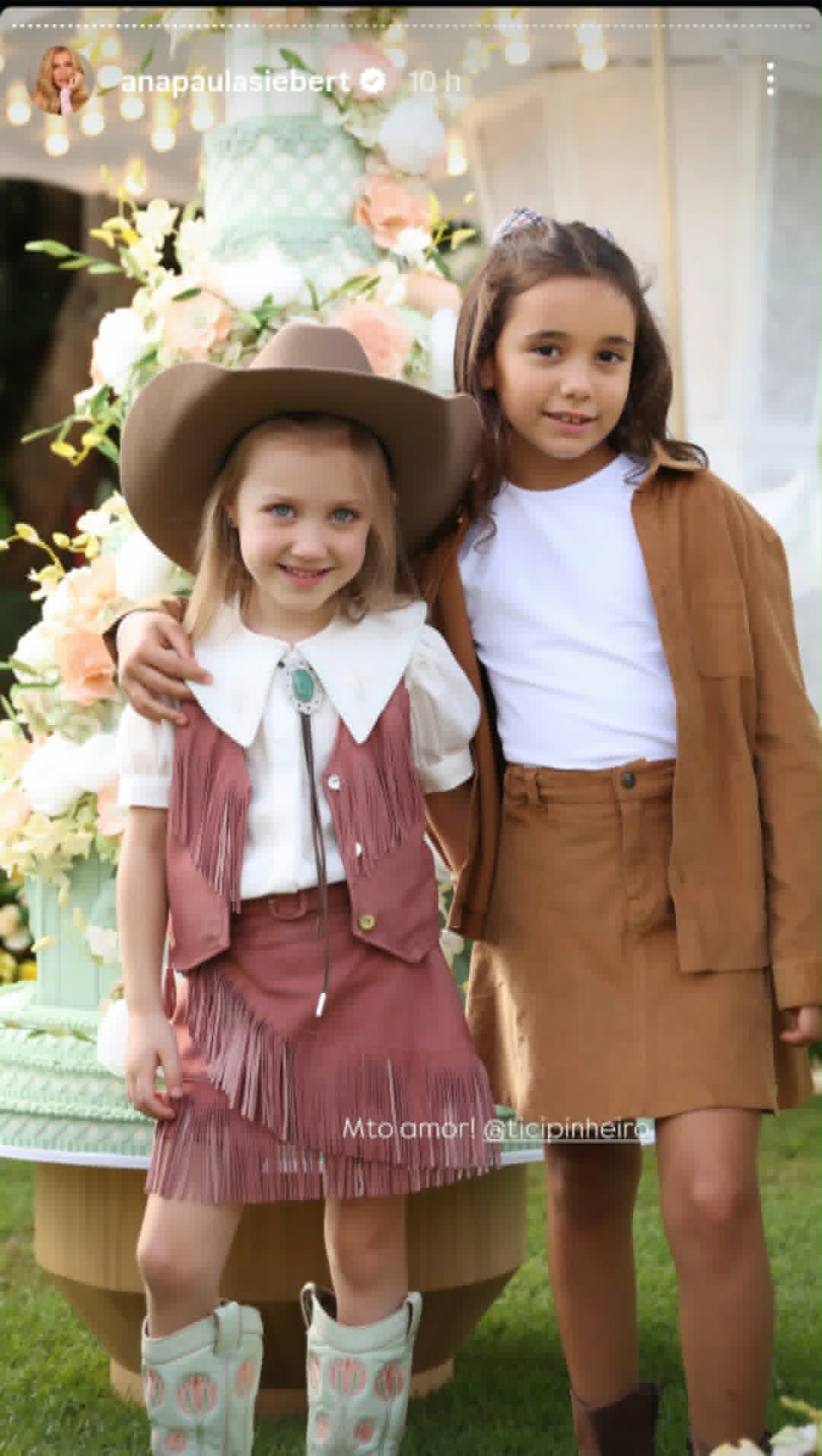 Filha de Ticiane Pinheiro na festa de aniversário de Vicky Justus na fazenda de Roberto Justus - Foto: Reprodução/Instagram