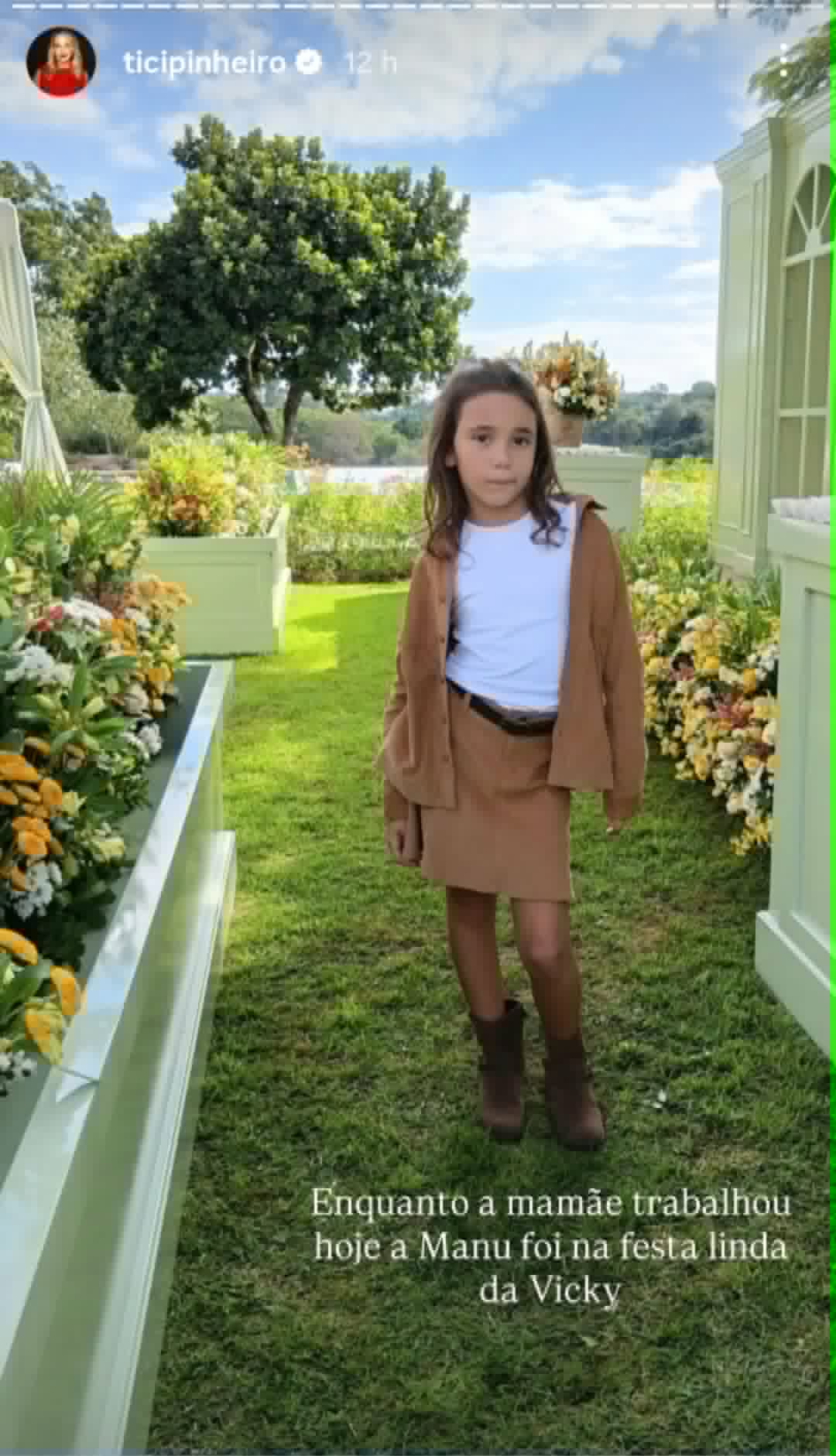 Filha de Ticiane Pinheiro na festa de aniversário de Vicky Justus na fazenda de Roberto Justus
