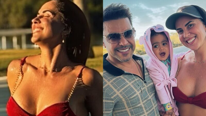 Graciele Lacerda curte momento na piscina com a família: ‘Dia incrível’