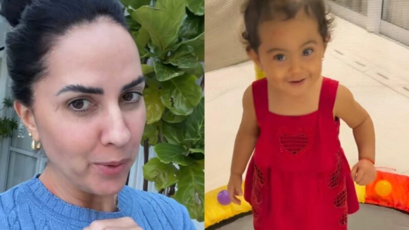 Graciele Lacerda monta brinquedo para Clara