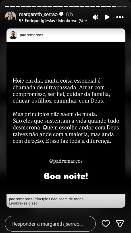 Mãe de Virginia compartilhou reflexão sobre princípios antes da influenciadora anunciar término com Vini Jr - Foto: Reprodução / Instagram