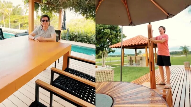 Longe da TV e dos palcos, cantor sertanejo é dono de fazenda de luxo milionária com lago particular