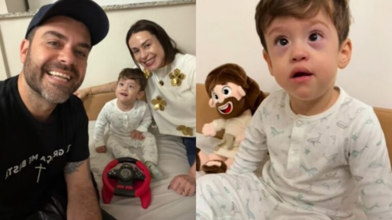 Aos 2 anos, filho de Nadja Haddad passa por cirurgias: ‘Vencemos’