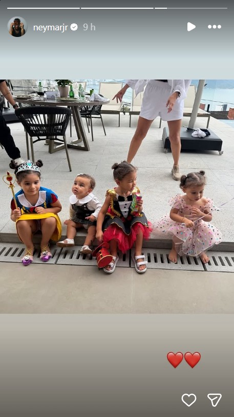 Neymar reúne as três filhas e a afilhada em sua mansão - Foto: Reprodução / Instagram @neymarjr