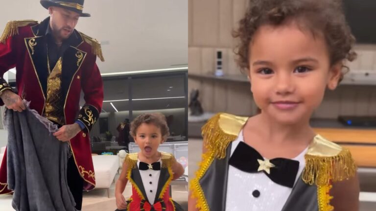 Mavie esbanja fofura em show de mágica com Neymar