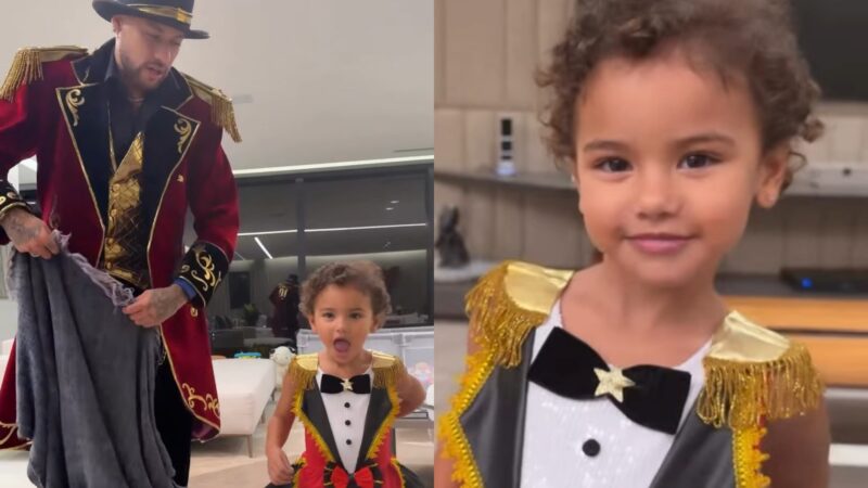 Mavie esbanja fofura em show de mágica com Neymar