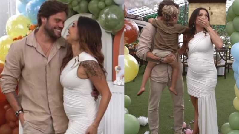 Ex-BBBs revelam sexo e nome do segundo bebê em chá revelação emocionante