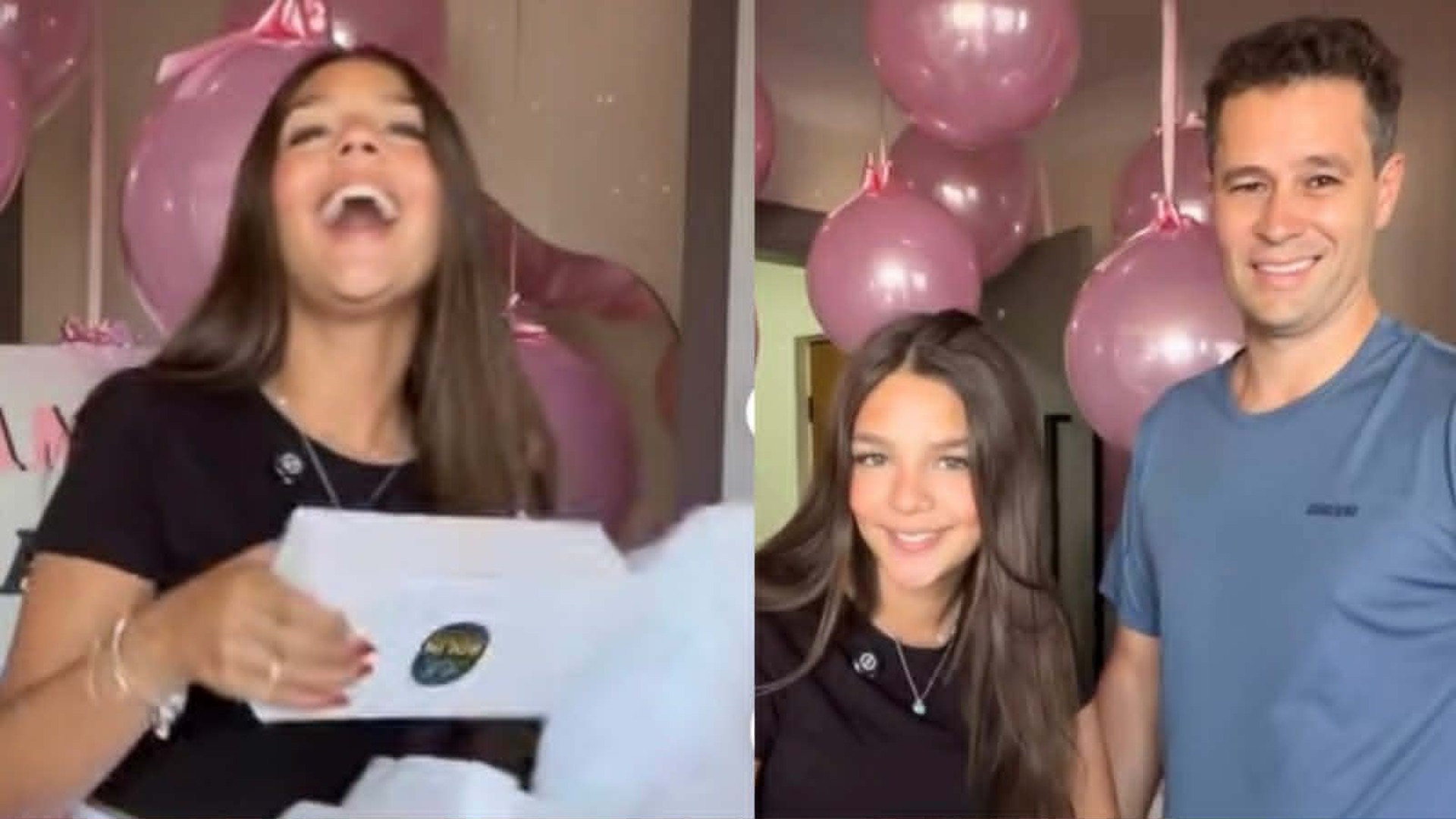 Pedro Leonardo surpreende a filha com presente de 15 anos