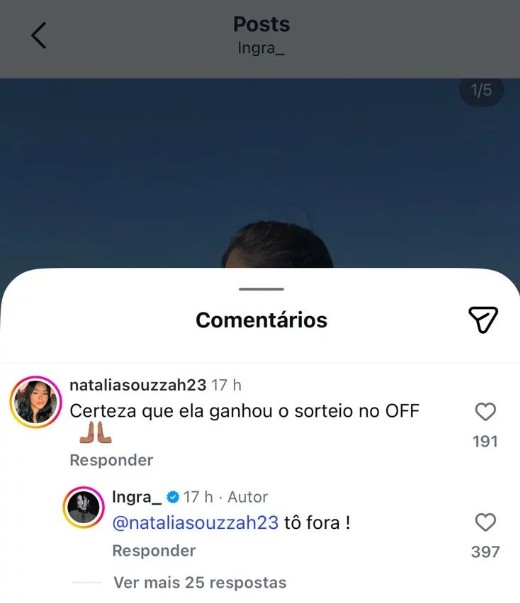 Comentário Ingra - Foto: Reprodução/Instagram