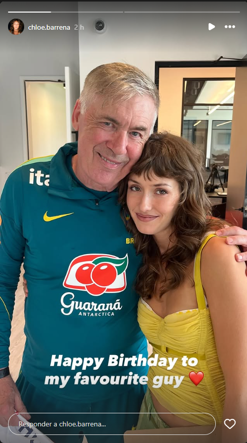 Carlo Ancelotti e Chloe Barrena - Foto: Reprodução/Instagram