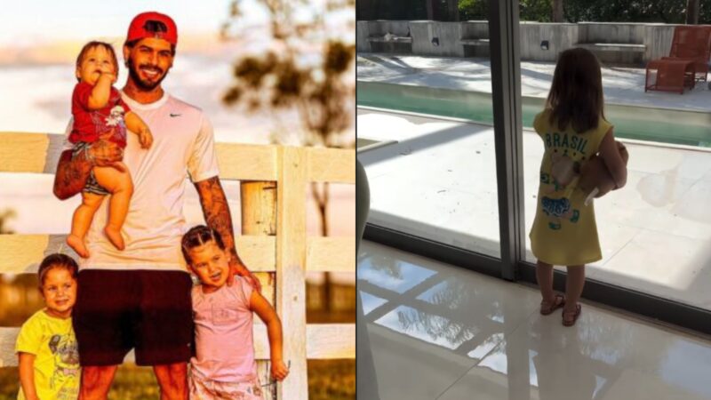 Zé Felipe com os filhos- Fotos: Reprodução/Instagram