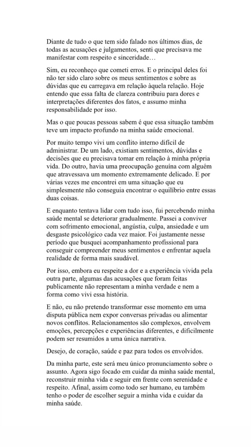 Ex de Bruna Furlan se pronuncia sobre término — Foto: Reprodução/Instagram