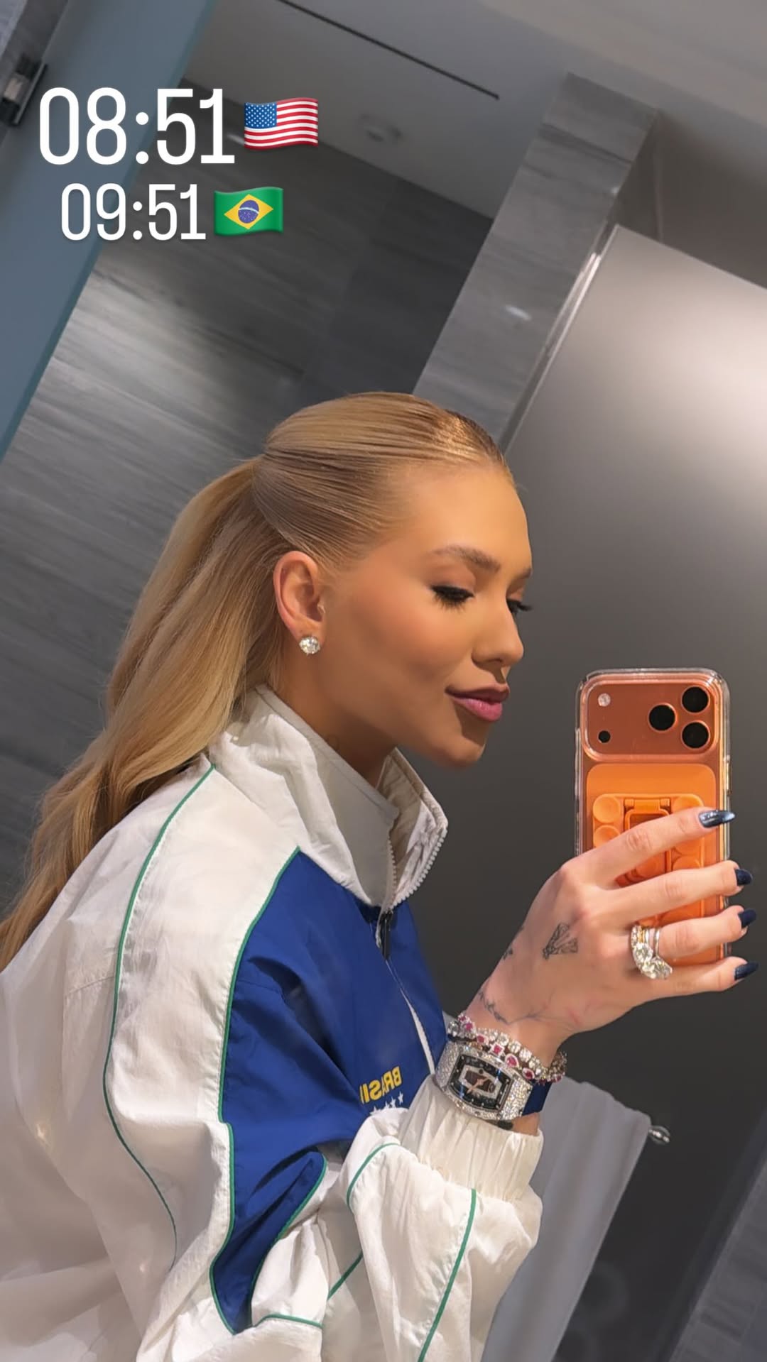 Look de Virginia para 1º dia de gravações de cobertura da Copa no Domingão — Foto: Reprodução/Instagram