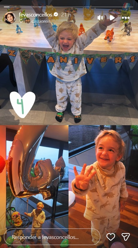Filho de Fernanda Vasconcellos e Cássio Reis celebra 4 anos - Foto: Reprodução / Instagram @cassioreis