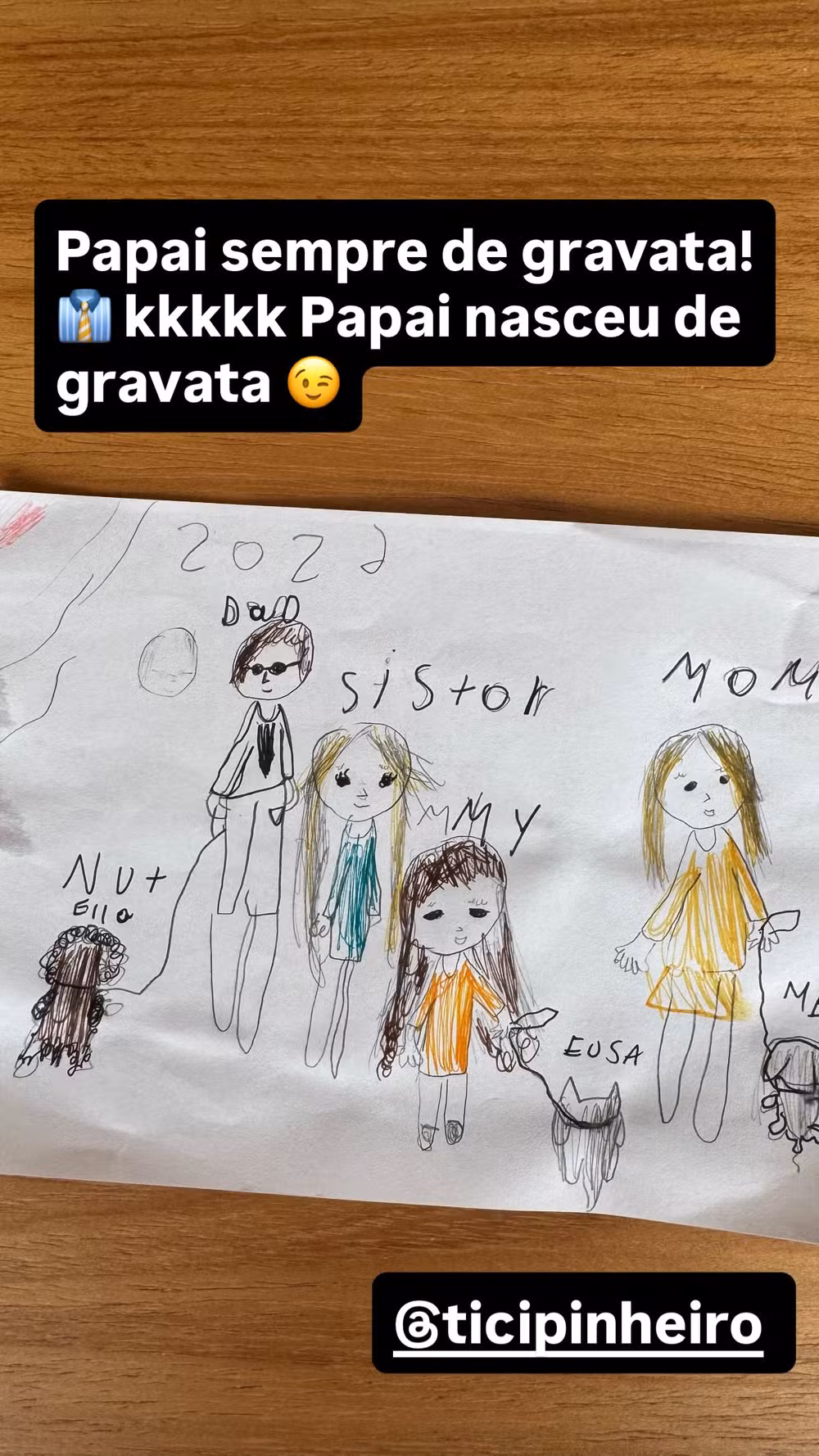 Desenho da filha de César Tralli - Foto: Reprodução/Instagram