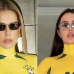 Quem vestiu melhor? Deborah Secco e Franciny Ehlke usam a mesma blusa de látex em jogo do Brasil