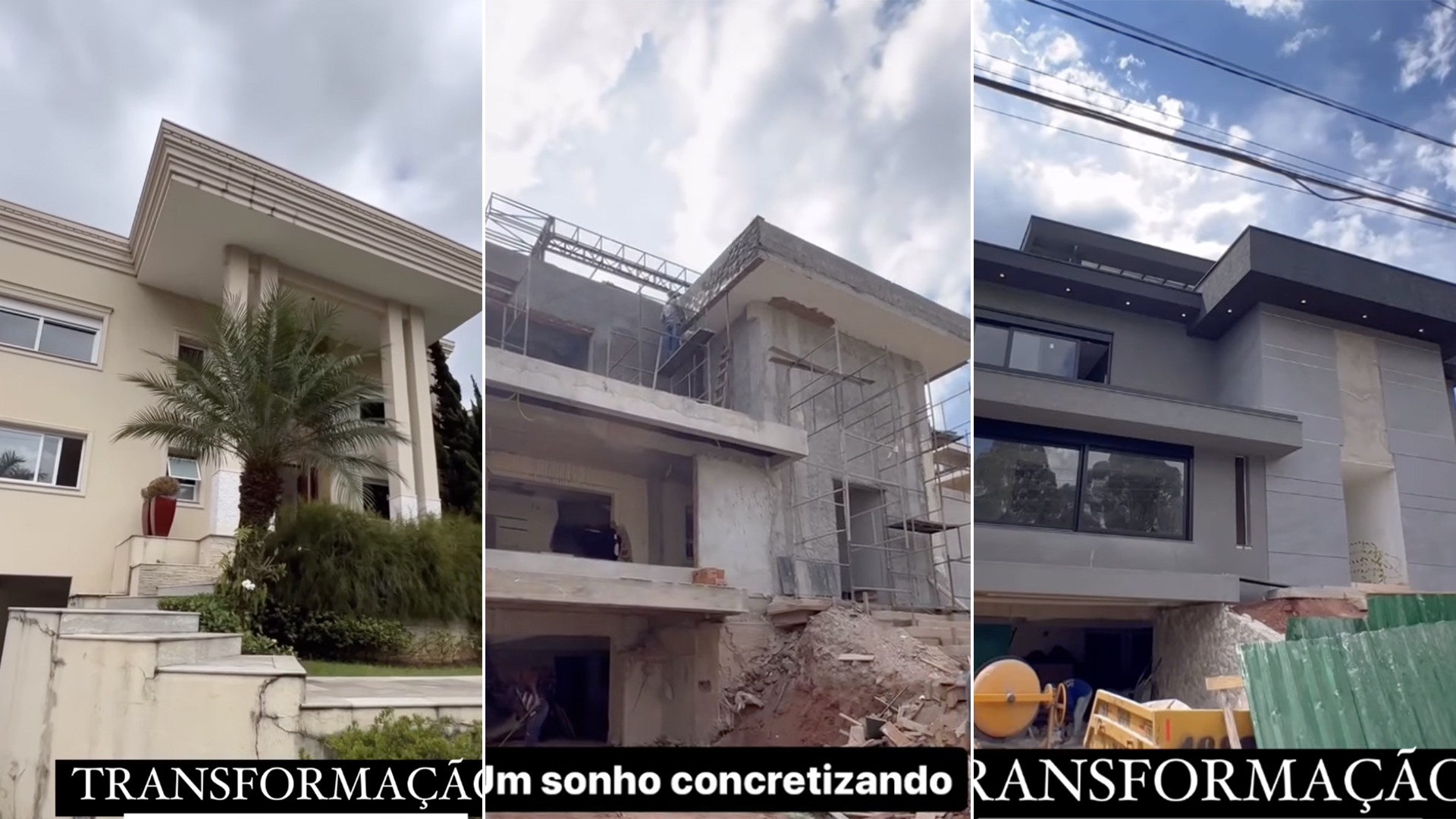 Evolução da mudança na mansão de Luciele Di Camargo e Denílson - Foto: Reprodução / Instagram