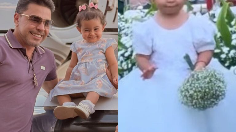 Com 1 ano, filha de Zezé Di Camargo rouba a cena como daminha de honra em casamento