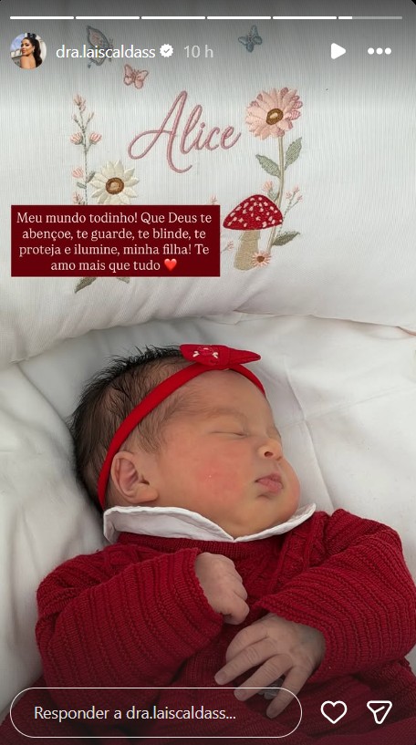 Alice é filha de Laís Caldas e Gustavo Marsengo - Foto: Reprodução / Instagram @dra.laiscaldas