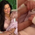 Ex-BBBs Laís e Gustavo encantam com novas fotos do rostinho da filha recém-nascida