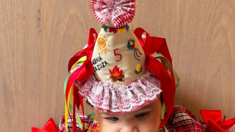 Filha de Rafa Kalimann e Nattan esbanja fofura ao celebrar cinco meses em clima junino