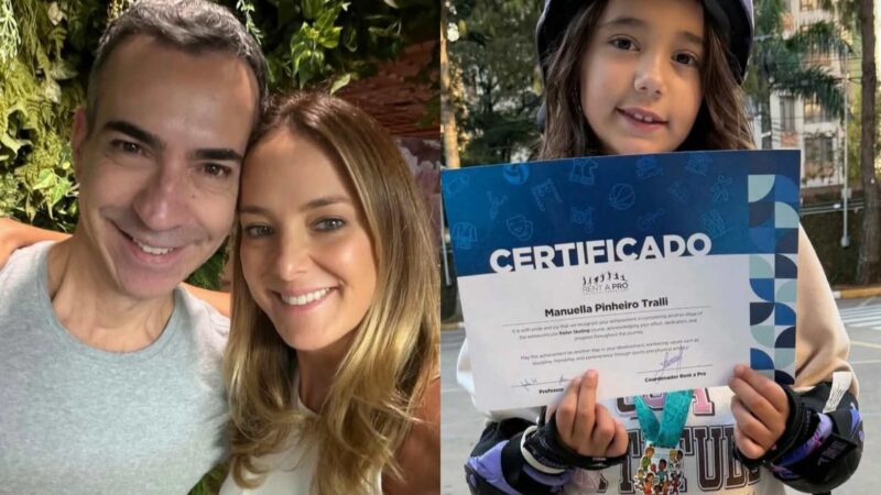 Filha de Ticiane Pinheiro e César Tralli ganha certificado em esporte
