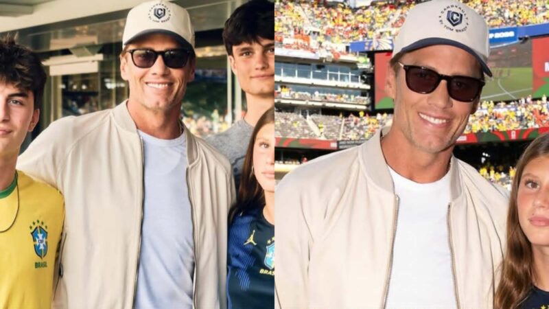 Tom Brady vai com os filhos no jogo do Brasil