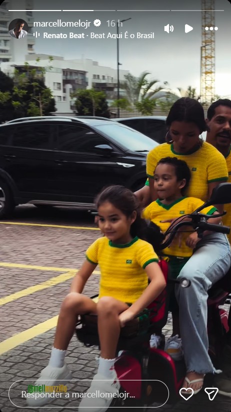 Marcello Melo Jr e Mell Muzzillo com os filhos do ator - Foto: Reprodução / Instagram @marcellomelojr