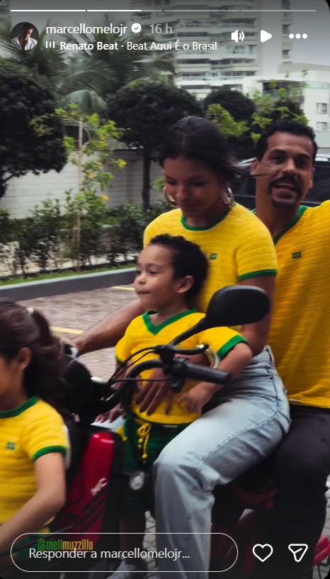 Marcello Melo Jr e Mell Muzzillo com os filhos do ator - Foto: Reprodução / Instagram @marcellomelojr