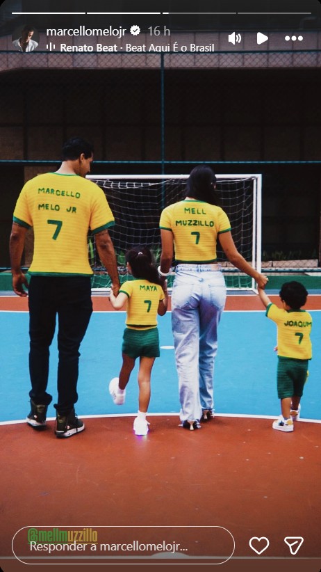 Marcello Melo Jr e Mell Muzzillo com os filhos do ator - Foto: Reprodução / Instagram @marcellomelojr