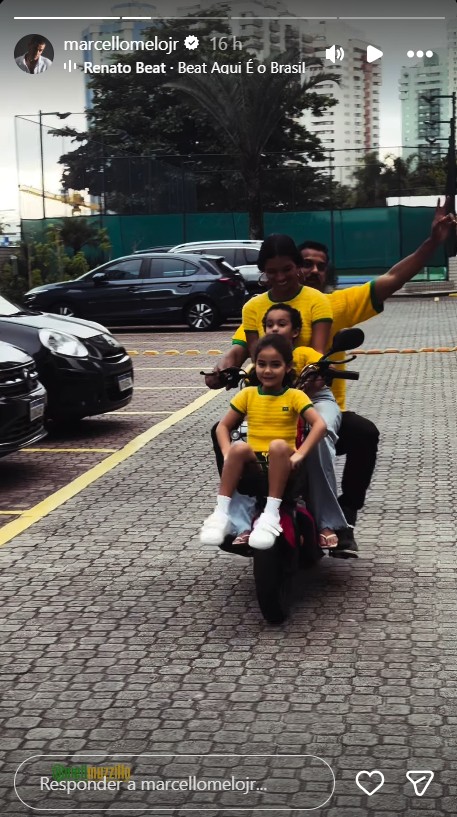 Marcello Melo Jr e Mell Muzzillo com os filhos do ator - Foto: Reprodução / Instagram @marcellomelojr
