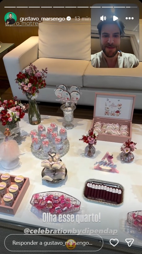 Gustavo Marsengo mostra decoração e lembrancinhas da maternidade - Foto: Reprodução / Instagram