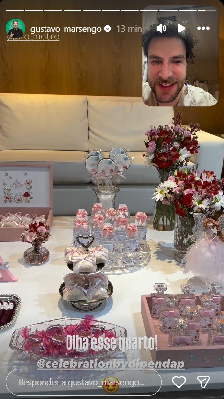 Gustavo Marsengo mostra decoração e lembrancinhas da maternidade - Foto: Reprodução / Instagram