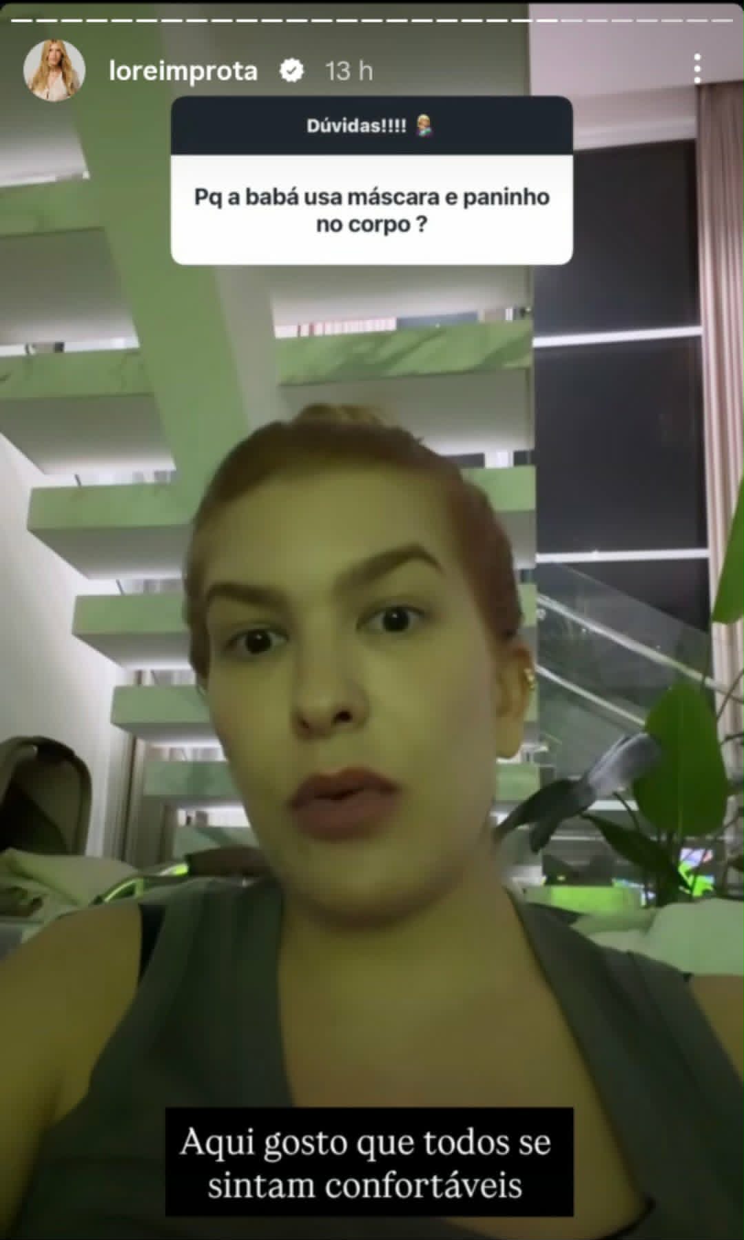 Lore Improta fala sobre funcionária usar máscara