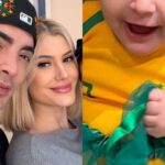 Aos 6 meses, filha de MC Guimê rouba a cena ao surgir com look personalizado em mesversário