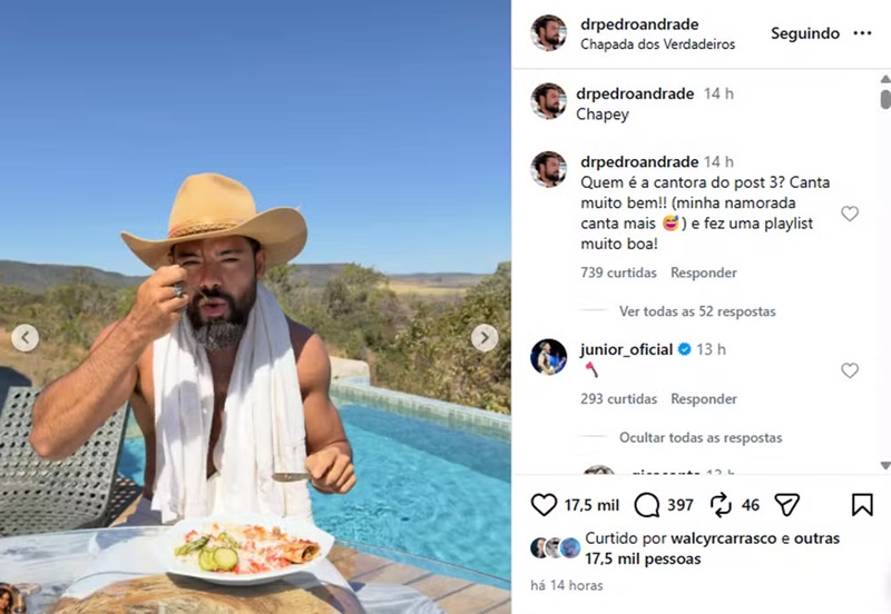 Comentários do post de Pedro Andrade no Instagram
