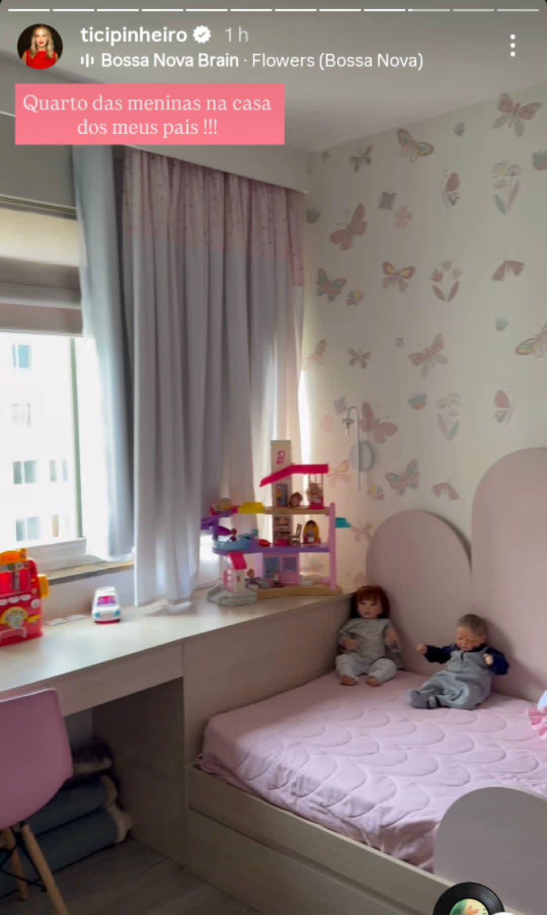 Quarto das filhas de Ticiane Pinheiro no apartamento de Helô Pinheiro - Foto: Reprodução/Instagram