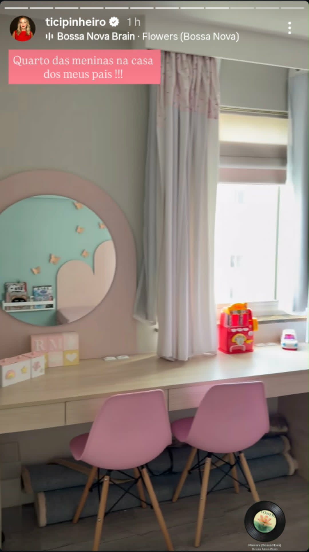 Quarto das filhas de Ticiane Pinheiro no apartamento de Helô Pinheiro - Foto: Reprodução/Instagram