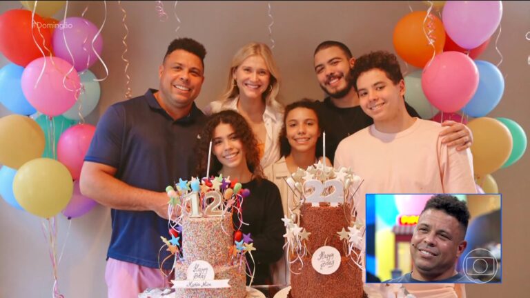 Ronaldo Fenômeno se emociona com homenagem especial dos quatro filhos no ‘Domingão’