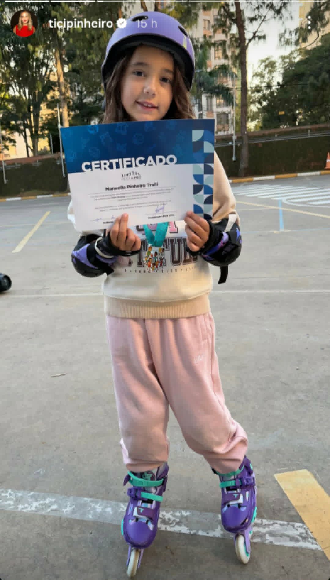 Ticiane Pinheiro mostra apresentação de patins da filha - Foto: Reprodução
