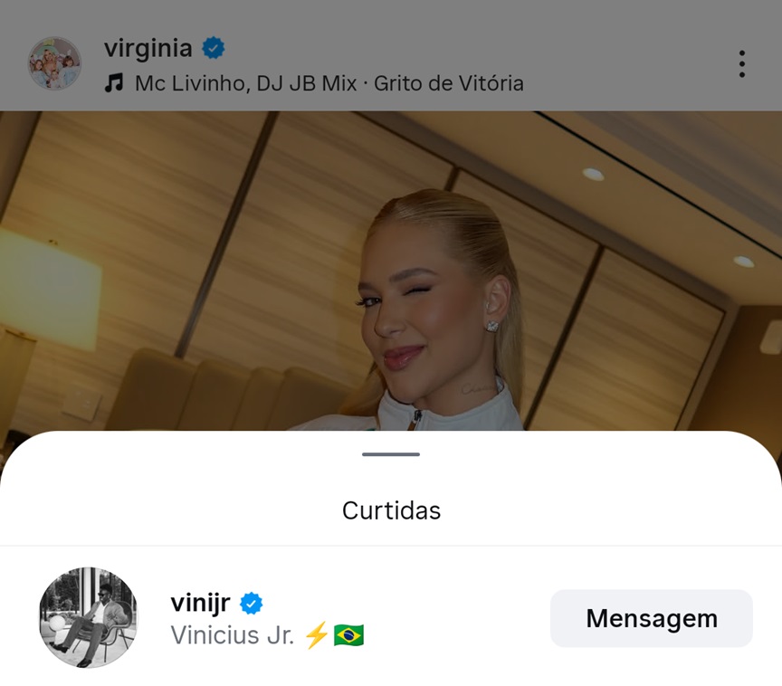 Curtida no post de Virginia no Instagram