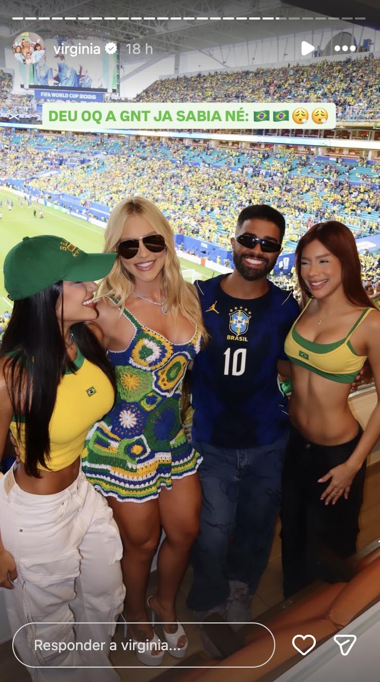 Virginia no jogo do Brasil com amigos - Foto: Reprodução / Instagram