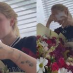 Quem foi? Virginia fica com vergonha ao receber flores: ‘Do nada’