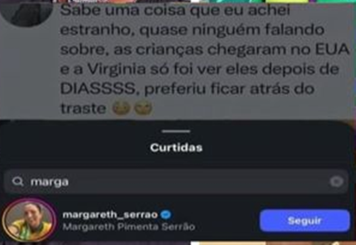 Curtida de Margareth - Foto: Reprodução/Instagram