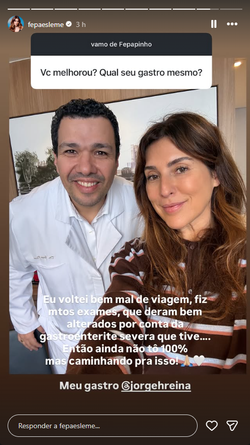 Storie Fernanda Paes Leme - Foto: Reprodução/Instagram