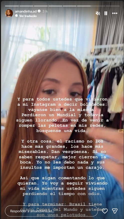 Storie Amanda Araújo - Foto: Reprodução/Instagram