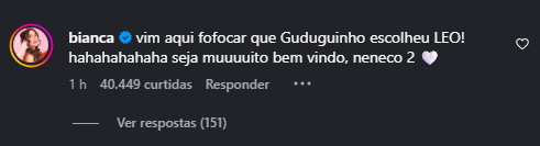 Comentário de Bianca Andrade - Foto: Reprodução/Instagram