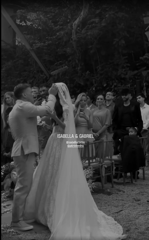 Neymar, Bruna Biancardi e Mavie no casamento de Gabriel Medina - Foto: Reprodução/Instagram