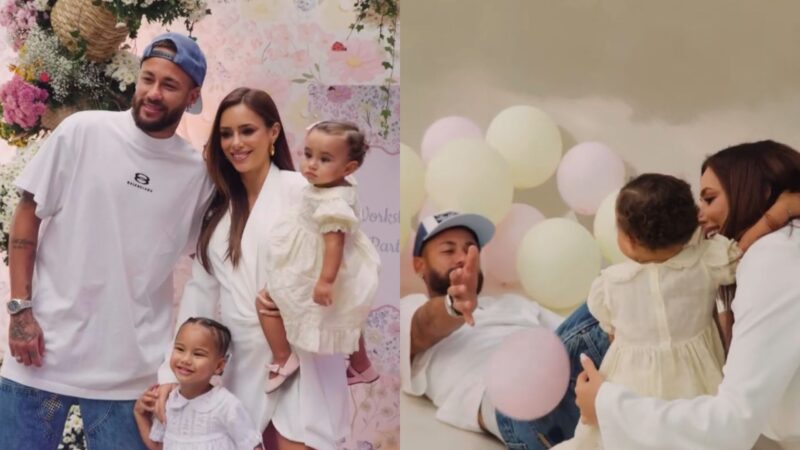 Ao lado de Neymar, Bruna Biancardi compartilha melhores momentos do aniversário de Mel e Helena