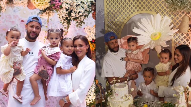 Ao lado de Neymar, Bruna Biancardi compartilha momentos do aniversário de Mel e Helena